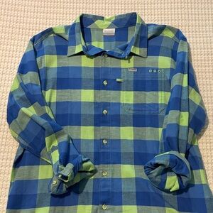 Columbia Blue and Green Checkered Shirt